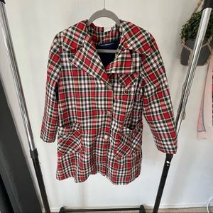 Vintage 1980s Red and Blue Plaid Jacket with removable inner layer
